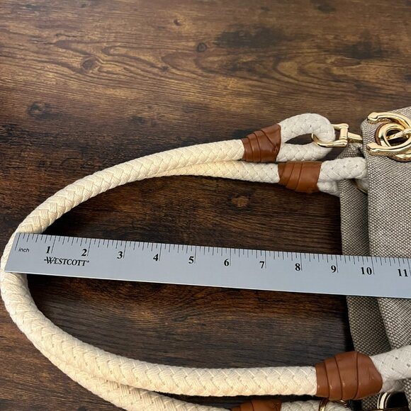 Michael Kors Canvas Leather Gold Hardware Nautical Inspired Handbag Satchel - Picture 11 of 14